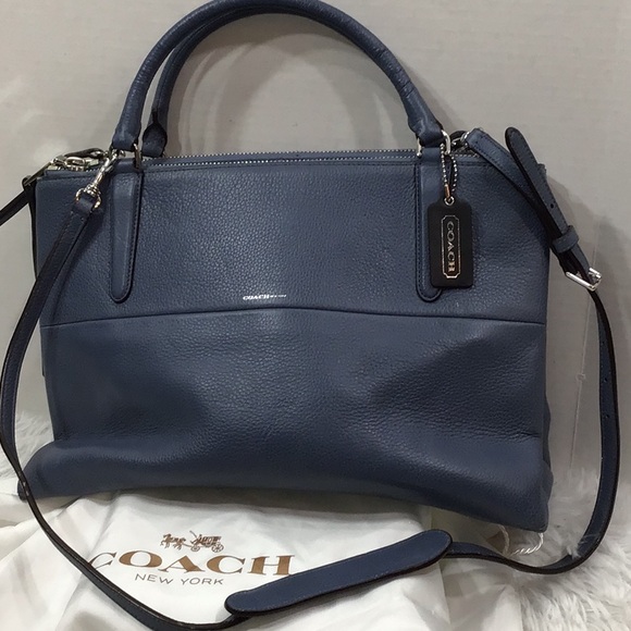 Coach Borough slate blue pebbled leather 28160 - Picture 1 of 14